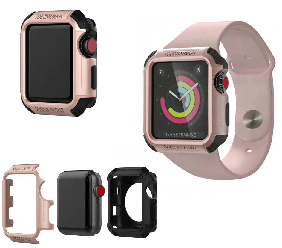 Высококачественная армированный чехол 2 в 1 для Apple Watch 38 мм 42 над чехлом iWatch band Series