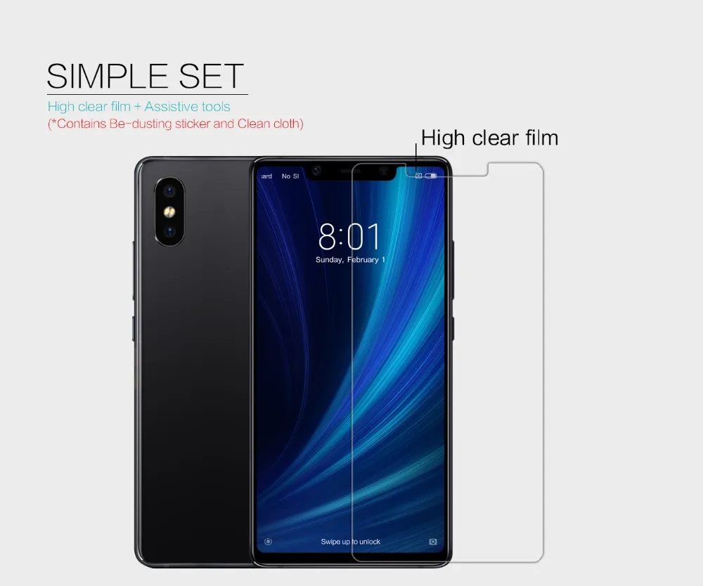 2 шт. для Xiaomi Mi8 SE NILLKIN Супер прозрачная защитная пленка против отпечатков пальцев