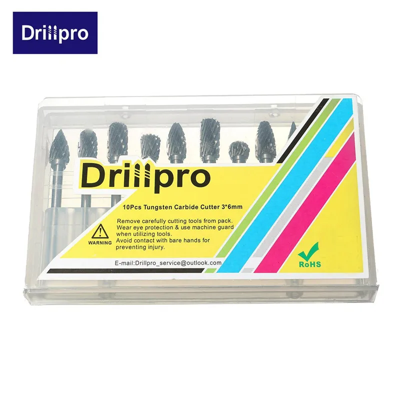 Drillpro шлифовальные инструменты с ЧПУ 10 шт. аксессуары вольфрамовый карбид резак