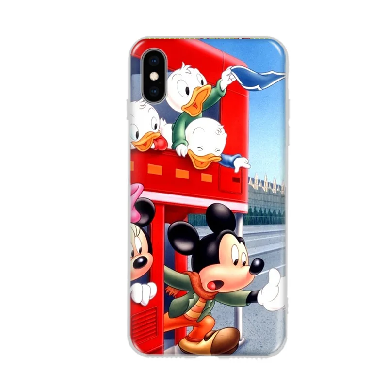Чехол с принтом Микки и Минни для iPhone 7 8 Plus XS MAX XR милый мягкий чехол X 6 6S 5 5S SE Coque Fundas