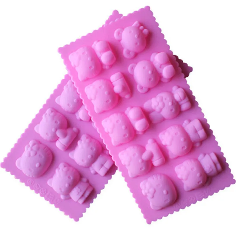 Kawaii DIY 10 отверстий hello kitty Шоколад силиконовая форма FDA безопасный кубик льда