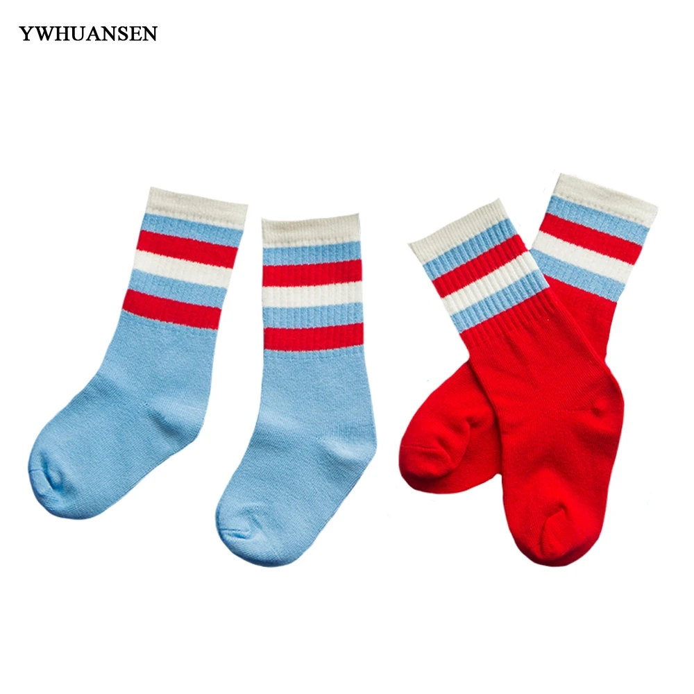 YWHUANSEN осень и зима Colorblock Полосатый Дети дышащие хлопковые носки унисекс модные детские спортивные носки