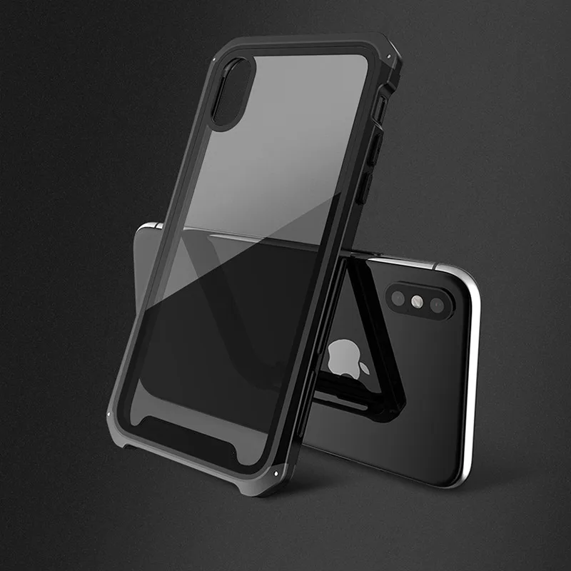 Soinmy противоударный металлический чехол для iPhone XR, чехол-броня, закаленное стекло, задняя крышка для iPhone 6, 7, 8 Plus, X, XS, XR, XS Max, роскошный чехол