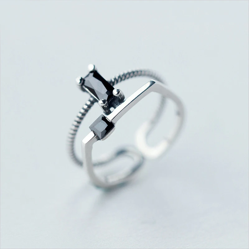 Женское Обручальное кольцо с черным фианитом|crystal rings for women|crystal ringrings women wedding |