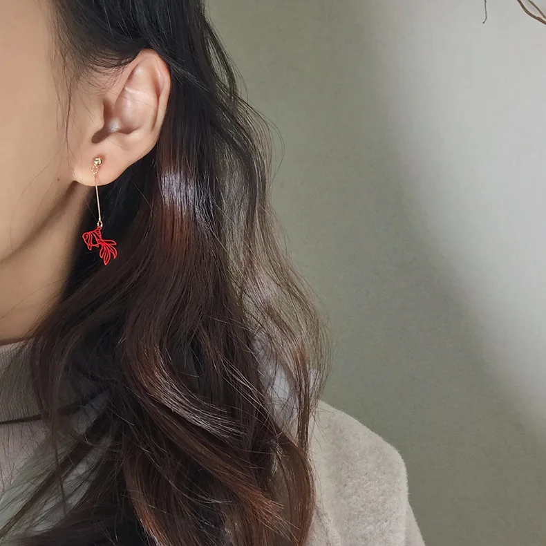 Серьги подвески с красными рыбками кои на новый год 2019|Серьги-подвески| |