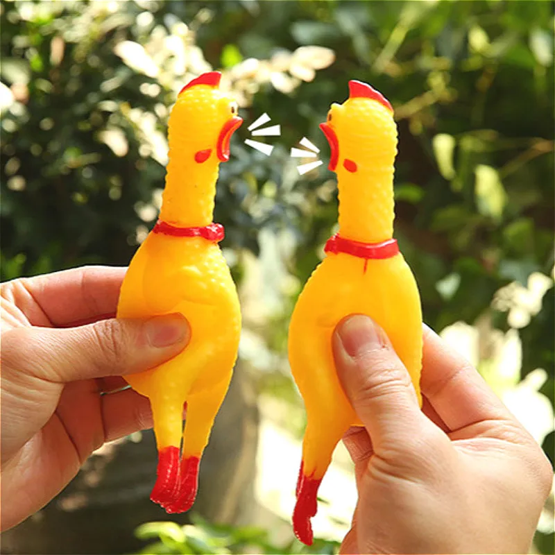 Забавная резиновая игрушка 17 см для клоуна сжимаемая курица домашних животных