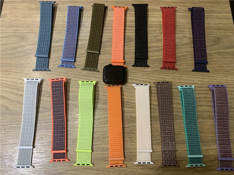 Классический лямка из нейлоновой ткани для наручных часов Apple Watch Series 4/3/2/1 влагостойкий ремешок для часов 40-44 мм ремень для наручных часов iWatch 38 42 мм Длина браслета