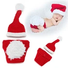 Вязаные рождественские шапки с помпоном деда мороза, реквизит для детских фотосессий, шляпа для фотографирования новорожденных