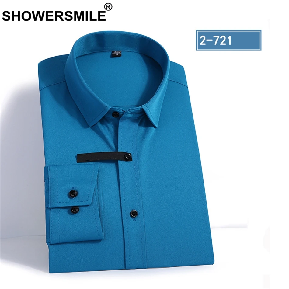SHOWERSMILE, бордовая Мужская рубашка с длинным рукавом, летние официальные рубашки для мужчин, рубашка из бамбукового волокна, приталенная, 4xl размера плюс, одежда