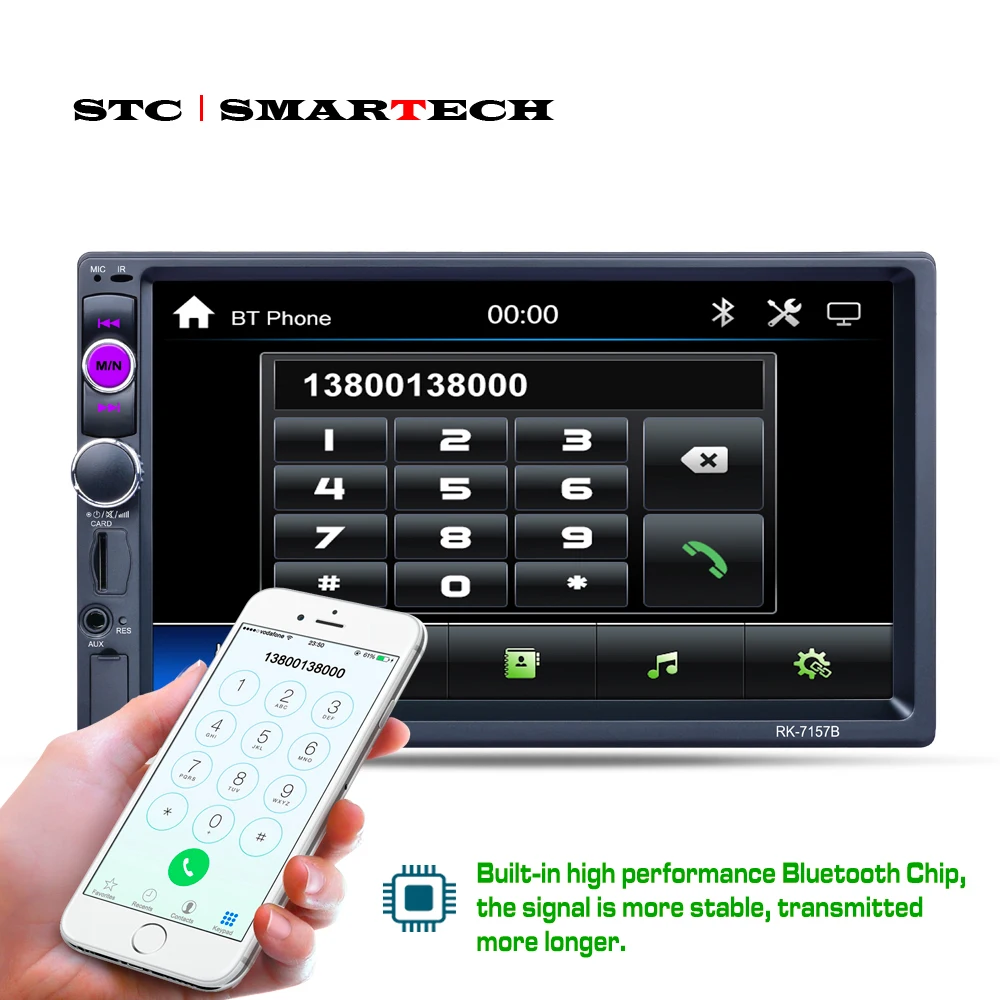 SMARTECH 2 Din Автомагнитолы MP5 плеер стерео аудио 7 дюймов Сенсорный экран поддержка
