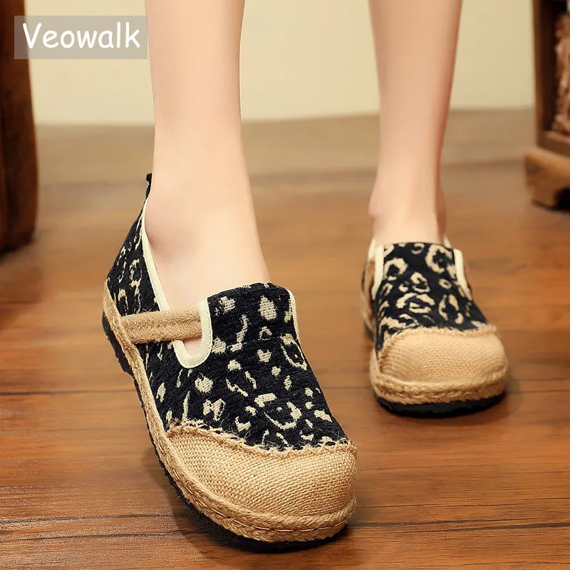 Veowalk веганские ручной работы женские льняные хлопковые слипоны Лоферы