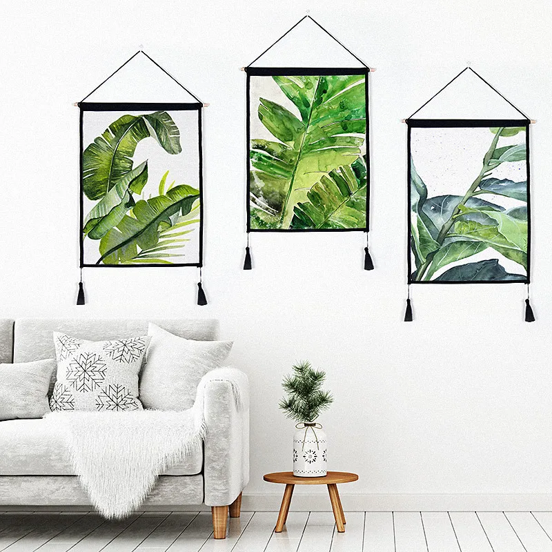 

Креативная подвесная краска для гостиной, украшение на стену, дизайн в виде банановых листьев, печать на холсте, краска по номерам, настенно...