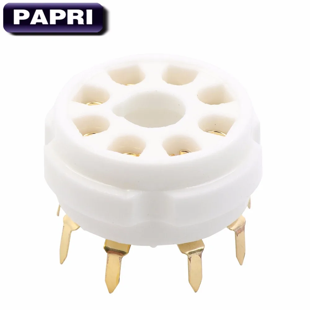 PAPRI 10 шт. керамика K8A PCB позолоченный 8Pin вакуумная трубка гнездо Верхнее Крепление Золотой восьмеричный клапан база для KT88 EL34 274B 6SN7 6V6