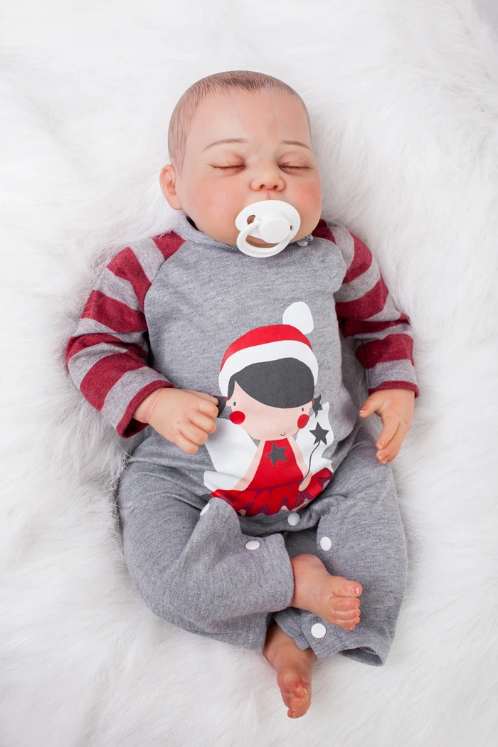 

20" Soft Silicone Reborn Baby Doll Toy Real Touch Baby-Reborn Newborn Doll bear head boneca Brinquedos Kawaii Birthday Gift
