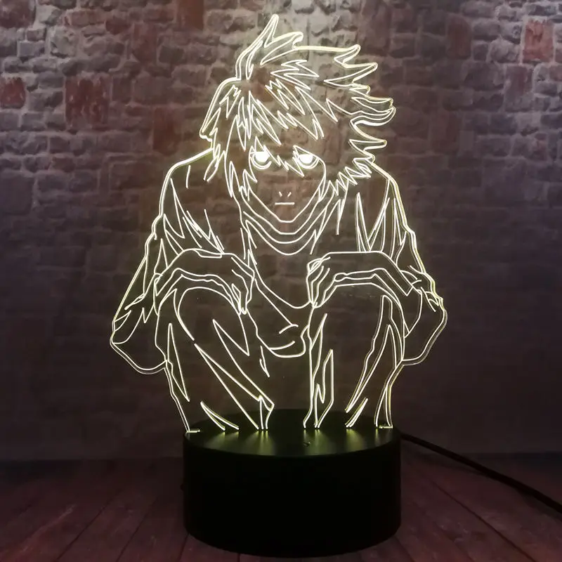 

Model Death Note L figures Light-up Model 3D Illusion LED Lamp 7 Colors Changing Nightlight Japan Manga Anime Figure Toys