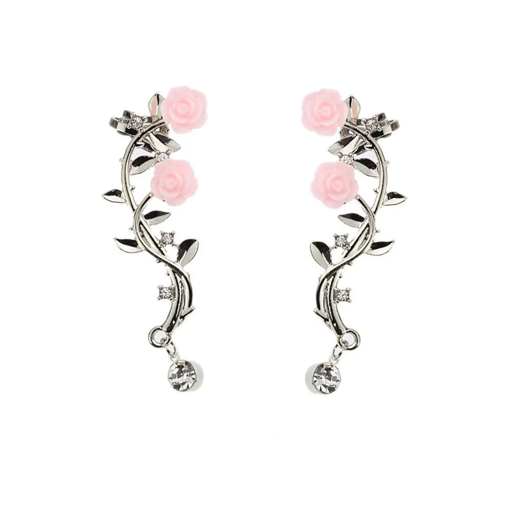 CKW Romantic Europe and America Branch Rose Women Stud Earring Alloy Prevent Allergy Christmas Gifts for | Украшения и аксессуары