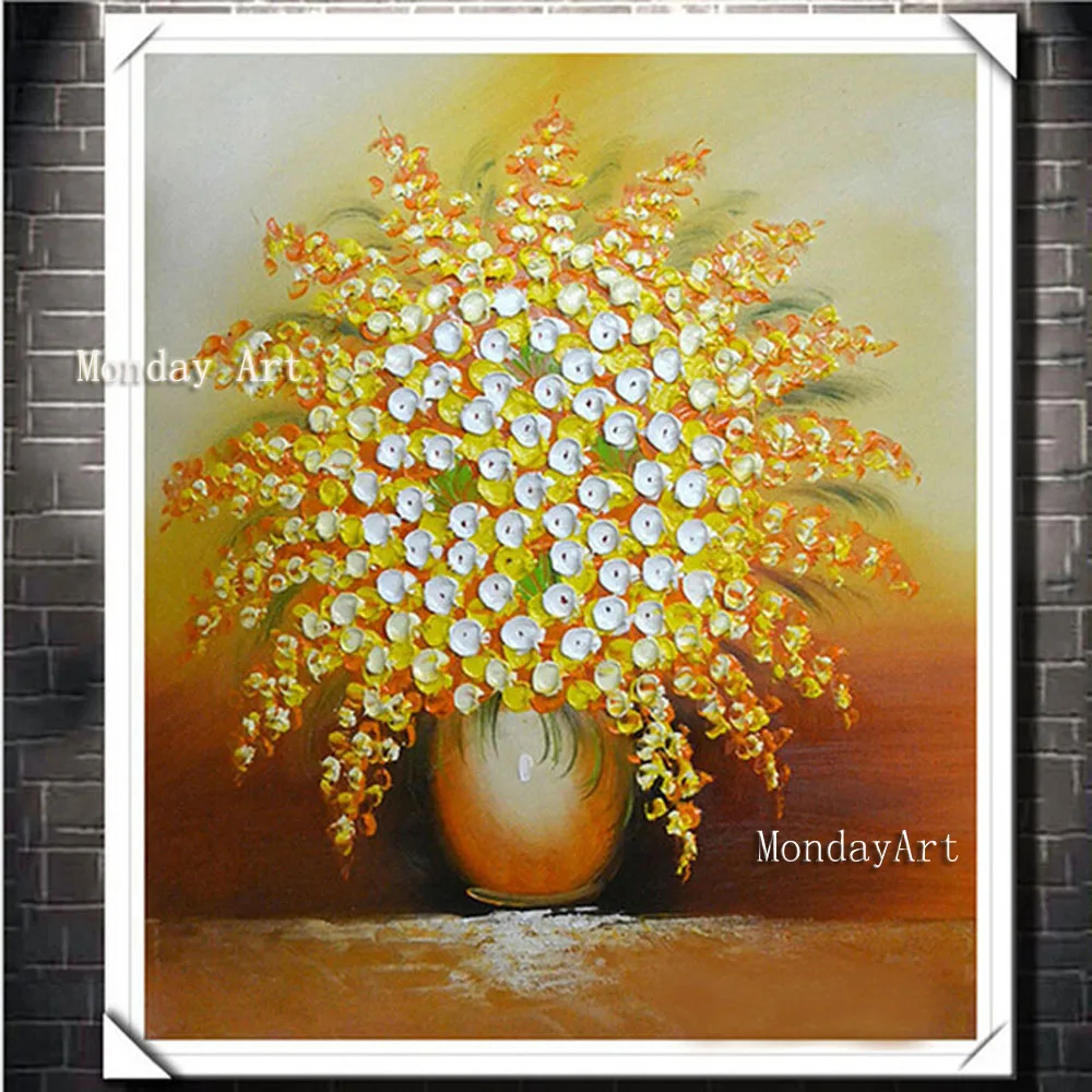 

Handpainted flower painting On Canvas Wall Art Abstract Modern Acrylic Flowers Palette Knife Oil Painting for Home Decorative