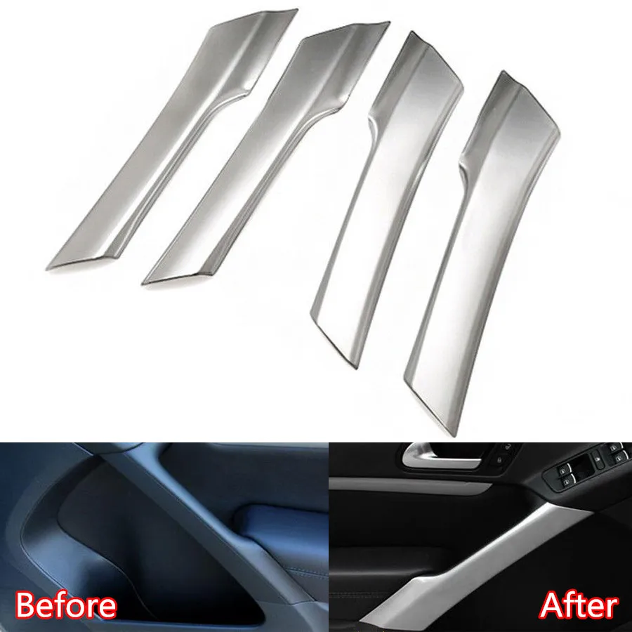 

YAQUICKA 4Pcs Car Interior Door Armrest Handle Decoration Trim Sequins Bezel Styling For Volkswagen Tiguan 2010-2015 Car-covers