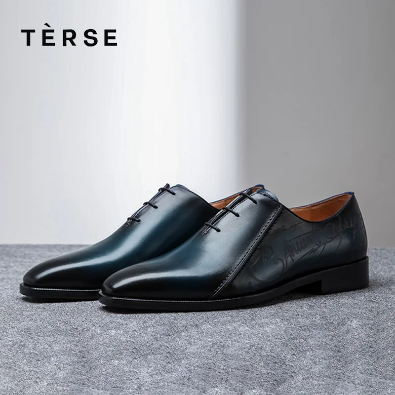 TERSE 100% Handmade shoes Genuine Italian Leather Luxury Men Shoes Lace-Up Business Casual Fashion Flats 15770-26 | Обувь