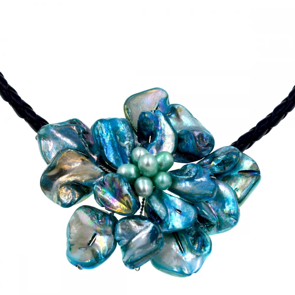 2017 модное ожерелье из кожи с бирюзой и синим жемчугом|necklace jewelry|fashion jewelryjewelry fashion |