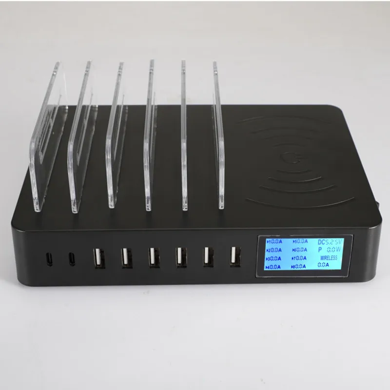 Fast Wireless Charger For Iphone Samsung Quick Charger Multi USB 3.1 Ports Charging Dock Station Desk Phone Organizer Multiple