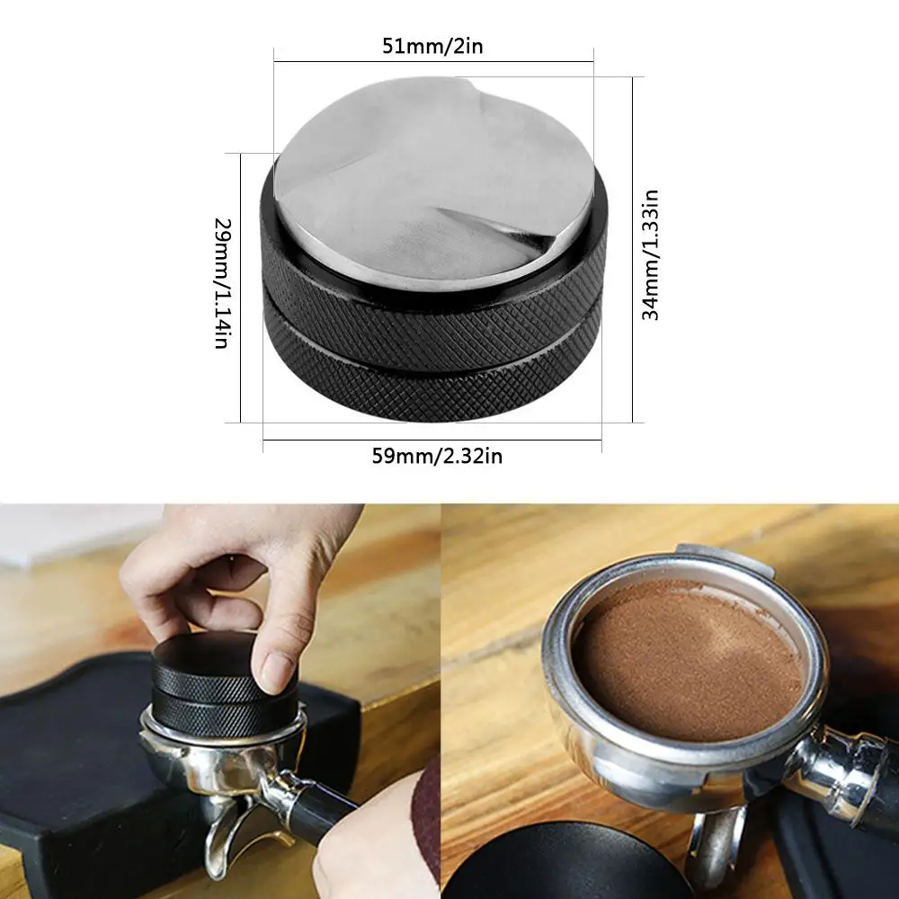 Black Three-leaf A Руководство Нержавеющая сталь Кофе вскрытия регулируемая высота порошок молоток Кофе дистрибьютор Кофе распределительный инструмент трамбовка для эспрессо - Цвет: Black Three-leaf A