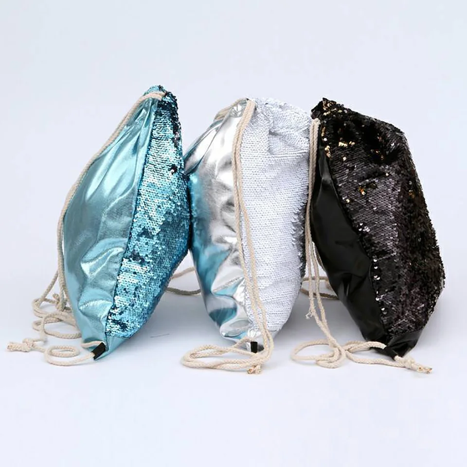 Новое поступление Русалка блесток Drawstring сумка двусторонние пайетки DIY дизайн рюкзак сверкающая сумка на плечо для спортзала обучение путешествия