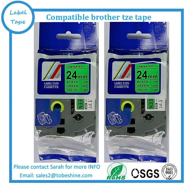 6pk/лот совместимая tze лента 24 мм черная на зеленом 751 для p touch tze751 tz751 tz | Компьютеры