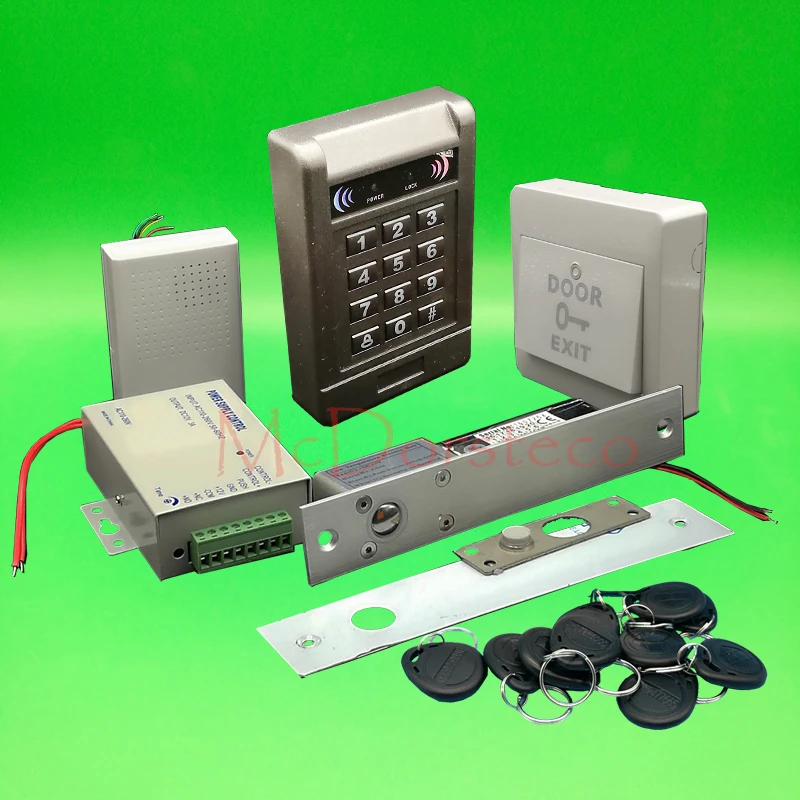 

DIY Complete 125khz Rfid Keypad Door Access control system Electric Bolt Lock Wood Door Control System