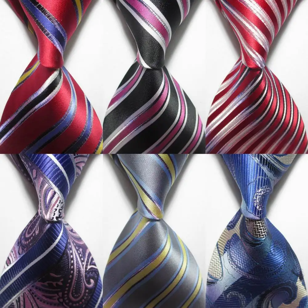 

10cm New Brand Classic Paisley Color Stripes Ties For Men Jacquard Woven 100% Silk Tie Red Blue Wedding Party Men's Tie Necktie