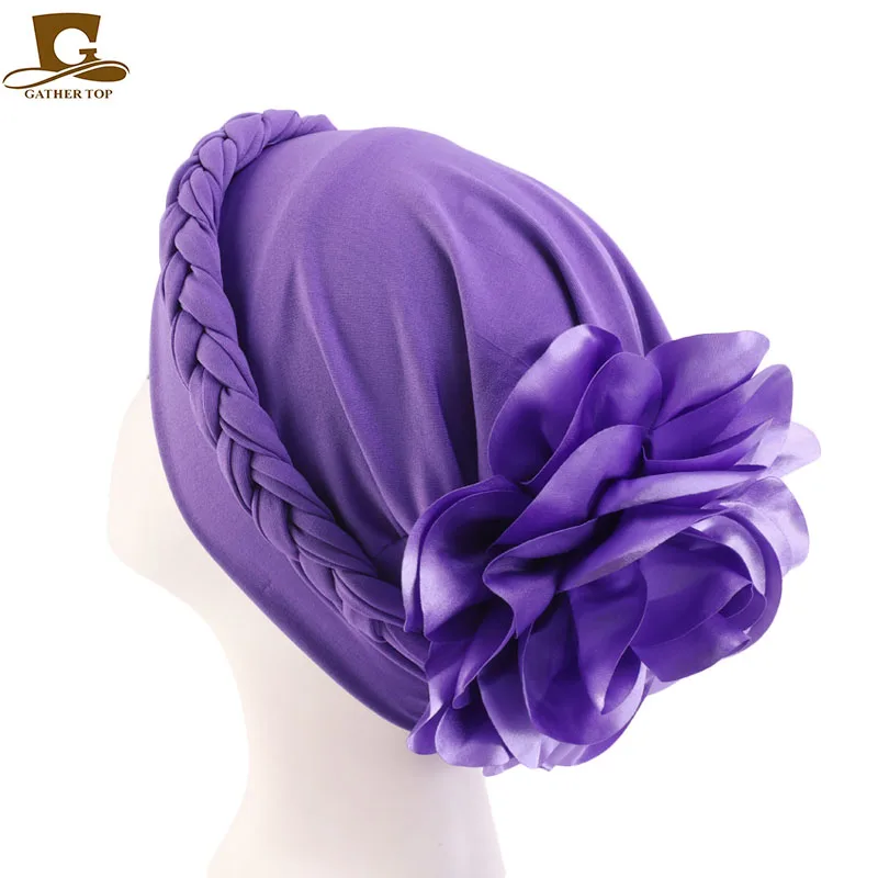 

Flower Style Braids Cap Islamic Prayer Turban Women Hijab