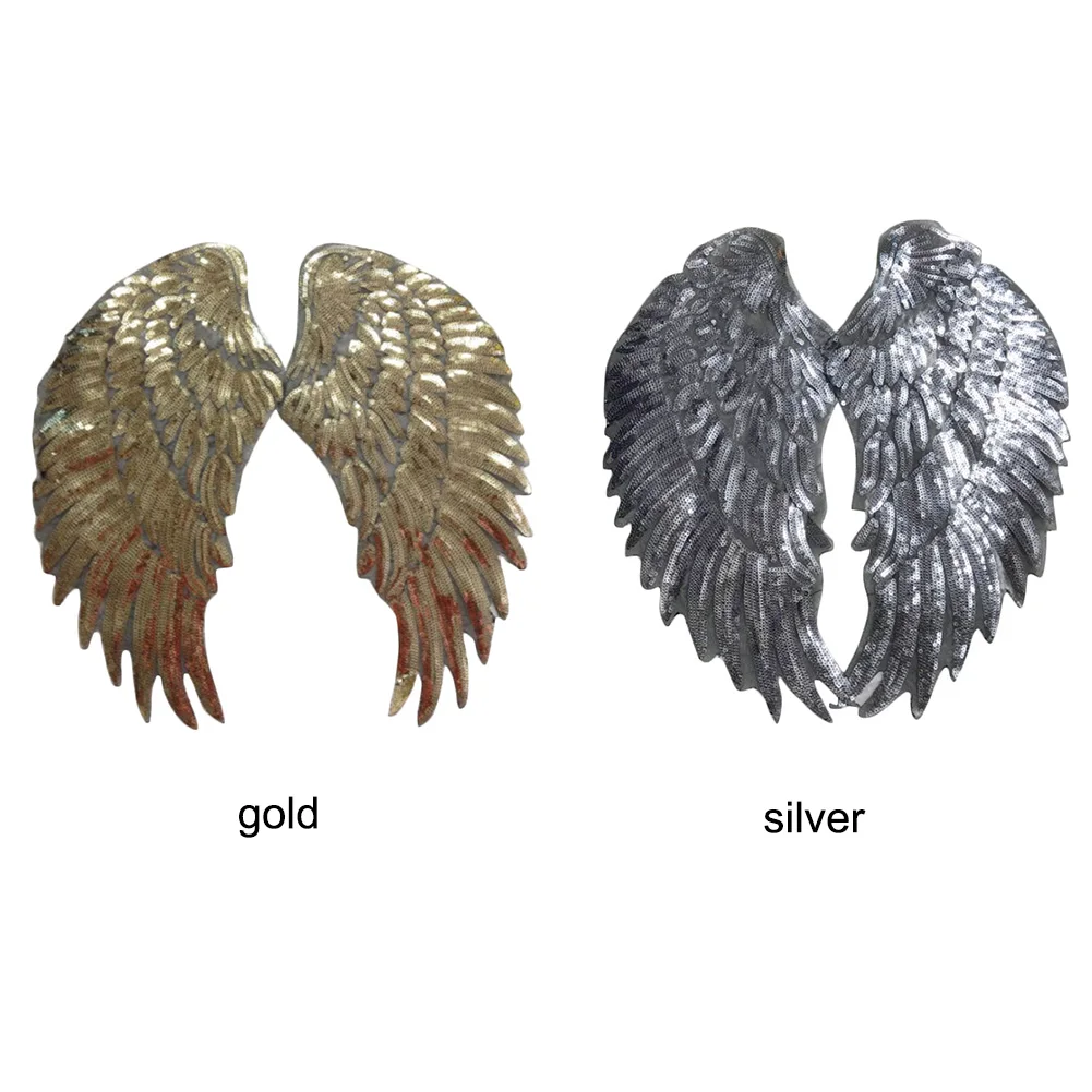 1Pair Clothes Sewing Decoration Patches Applique Motif Angel Wings Sequins Iron-On Embroidered Patch Drop Shipping #0528 | Дом и сад