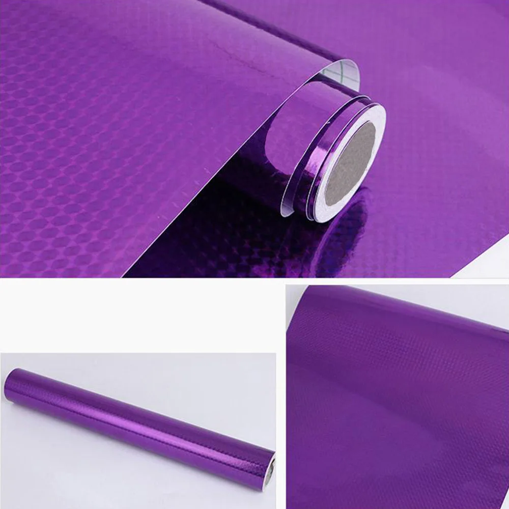 Purple Yazi DIY ручной работы самоклеющиеся блестки ПВХ лазерная настенная бумага рулон мгновенный мигающий Серебряная Золотая фольга настенная бумага для стен - Цвет: Purple