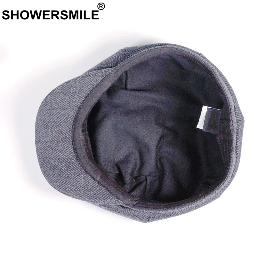SHOWERSMILE шерсть газетная Кепка Гэтсби серая мужская полосатая плоская кепка s Ivy женские Саржевые винтажные Восьмиугольные шляпы мужские зимние таксисты Кепка s