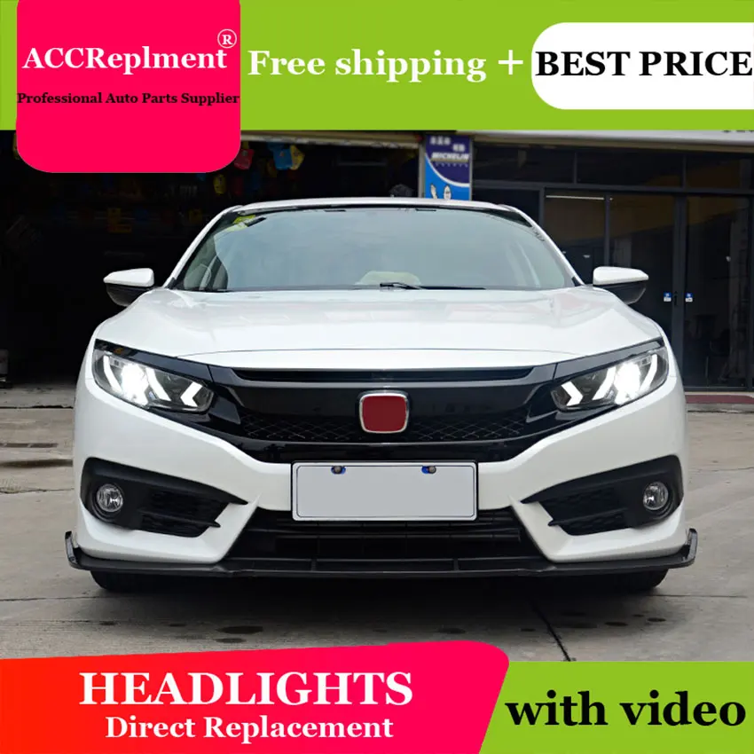 Автомобильный Стайлинг для Honda Civic светодиодный головной светильник s 2016 2019 фара