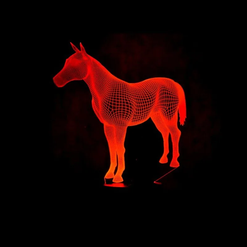 

3D Stereo vision LED lamp horse Night light Multi-colored Acrylic Light creative gifts Home Furnishing