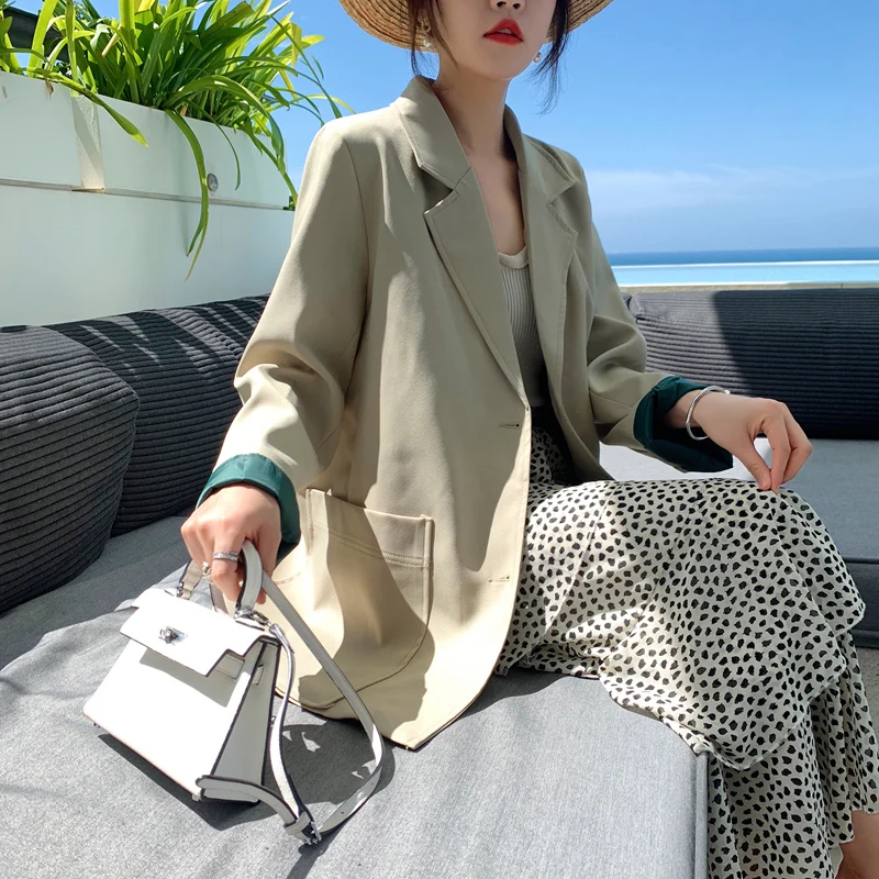 Elegant Notched Collar Bright Color Women Blazer 2019 Single Breasted Female Jacket Outwear Full Sleeve Office Ladies Blaser | Женская