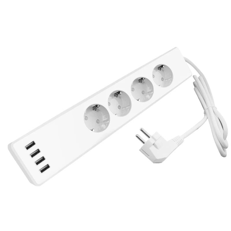 Wifi умная полоса питания 4 розетки европейского стандарта с USB зарядными портами