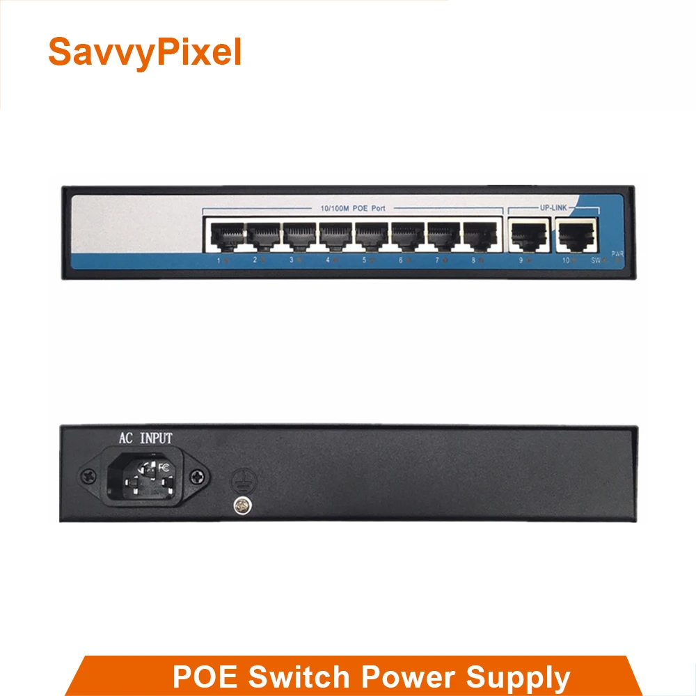 

8 Ports PoE Switch/Injector Power over Ethernet IEEE802.3at/af Network Switch for IP Camera wireless AP
