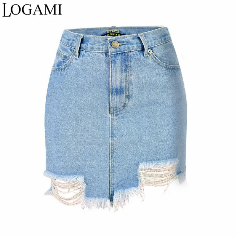 Женская джинсовая юбка карандаш LOGAMI с высокой талией светло синяя|Женские юбки| |