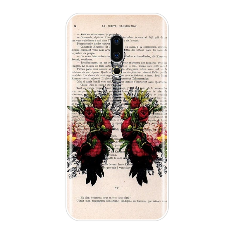 Чехол для телефона из ТПУ с изображением черепа цветка сердца глаз Meizu 16th 16x15 Lite 16