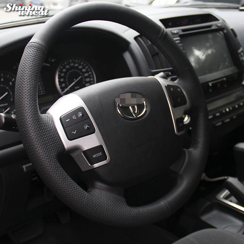 Блестящие пшеницы черный кожаный чехол рулевого колеса автомобиля для Toyota Land