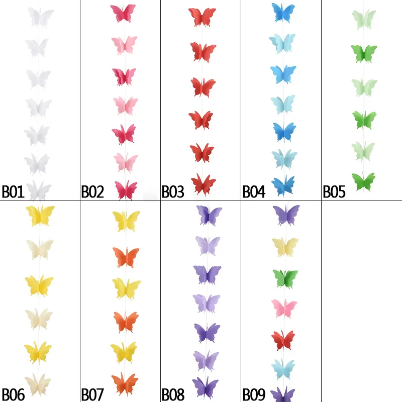 

2.7M 8cm Paper 3D Butterfly Garland DIY Curtain Flowers for kids Birthday Party Decoration Nursery Baby Room Wall Hanging Flower