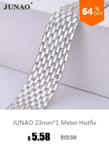 JUNAO 1 ярд 3 ряда SS8+ SS16+ SS8 Серебряная основа прозрачное стекло AB Стразы цепочка для шитья хрустальных бусин Аппликация отделка стразы цепочка для чашки