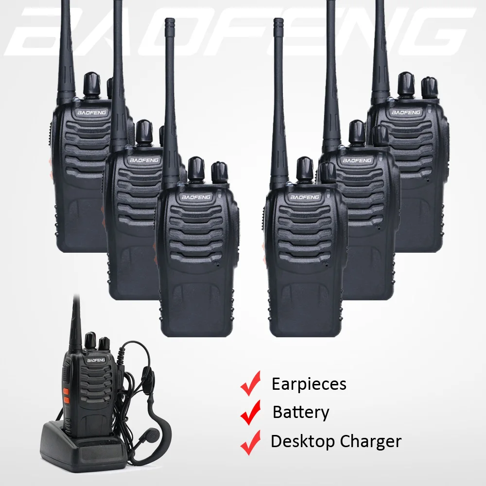 6x Baofeng 888 S Walkie Talkie BF 888S Двухстороннее Хэм FM радио Ручной HF 400 470 мГц 16CH Портативный CB