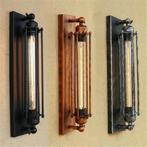 Винтаж черный деревенский T300 лампа Эдисона настенный светильник лампа накаливания в комплекте Настенные светильники металлический абажур лестница Кухня Настенный бра