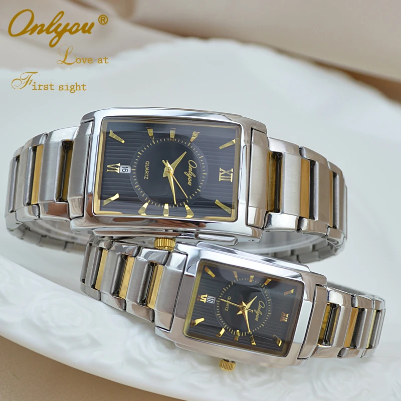 Wrist Watches for Women Men Rectangle Quartz Stainless Steel Ladies Dress Watch Gold Silver Straps Relogio Masculino 8809 |