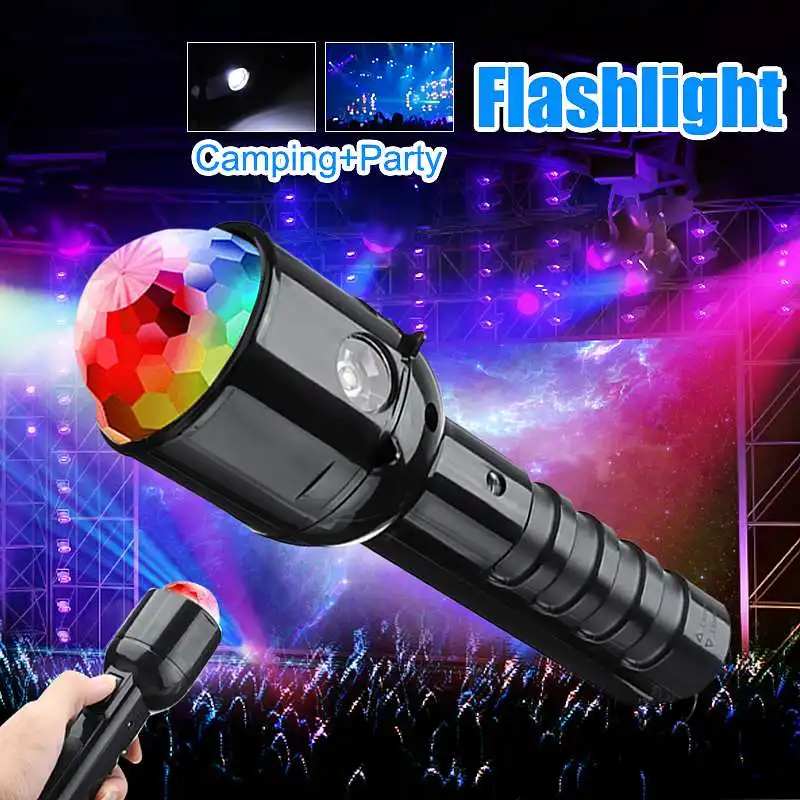 DC5V Портативный Красочный Кристалл RGB светодиодный светильник+ вспышка светильник фонарь светильник двойного назначения 2 в 1 3 Вт светодиодный светильник