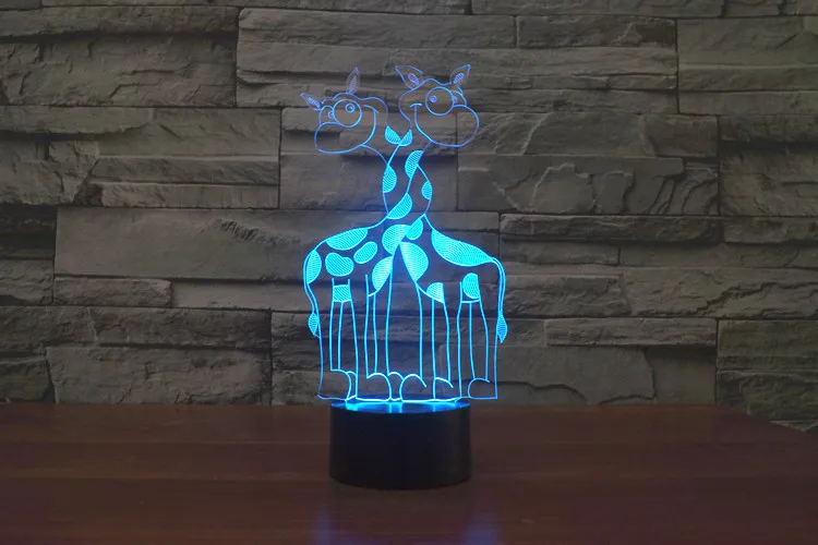 3D лампа ночник семь цветов Животные Многоцветный RGB лампа Рождественский Декор Детский подарок игрушки сенсорный пульт дистанционного управления настольная лампа