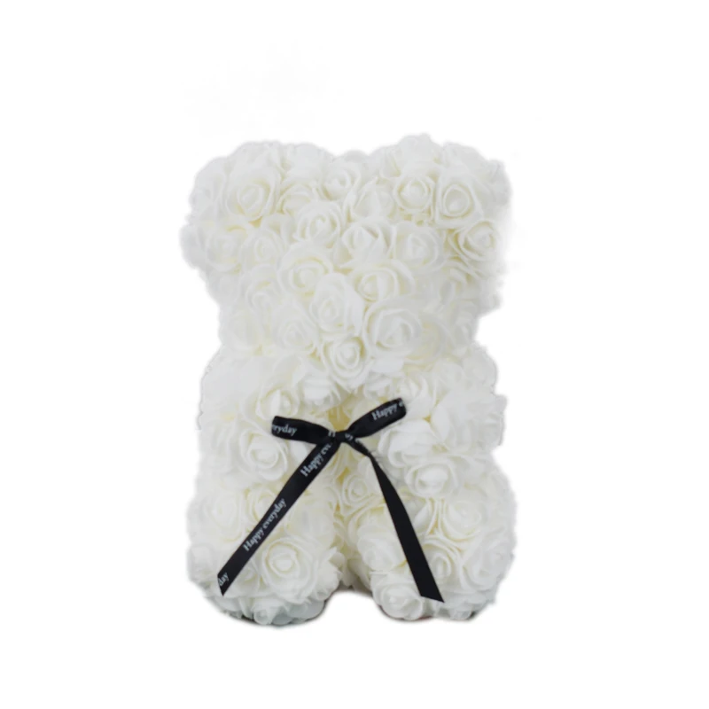 Pure white Розовый медведь, 25 см, на День святого Валентина, Romantische geschenkdoos, розовое пиво, Kunstmatige, розы, декоративные, Leuke, мультфильм, вриендин, детский подарок - Цвет: Pure white